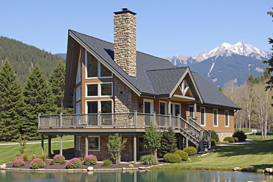 Exterior - Front Elevation 3 for Cabin House Plan #3-272 - 4 bed, 2 bath