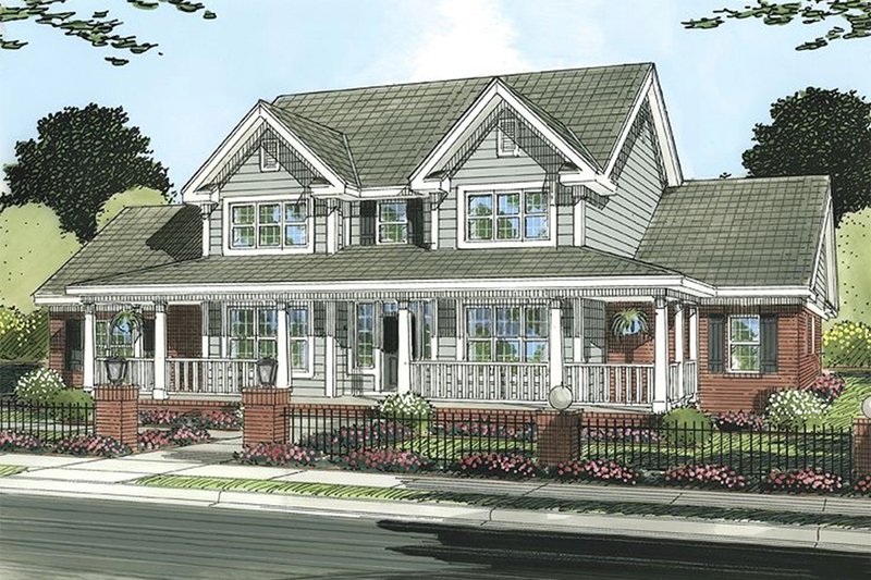 House Blueprint - Farmhouse Exterior - Front Elevation Plan #513-2050