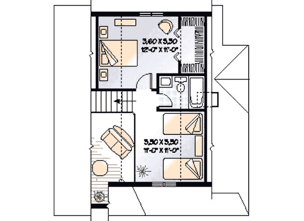 Architectural House Design - Country Floor Plan - Upper Floor Plan #23-2095