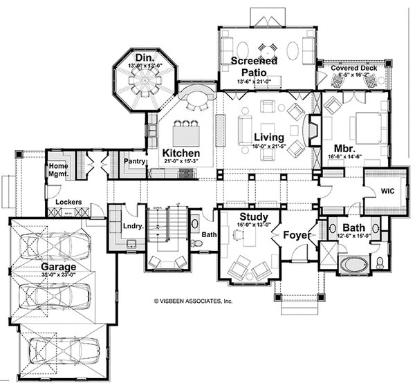 Dream House Plan - Floor Plan - Main Floor for Farmhouse House Plan #928-446 - 4 bed, 3.5 bath