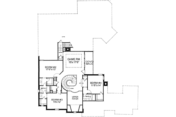 Floor Plan - Upper Floor for European House Plan #141-153 - 5 bed, 4.5 bath