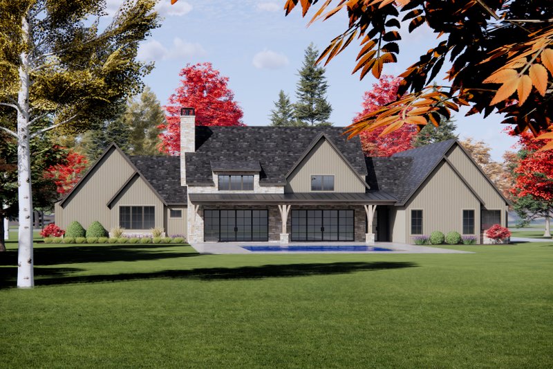 Architectural House Design - Exterior - Rear Elevation for Tudor House Plan #1096-19 - 4 bed, 4.5 bath