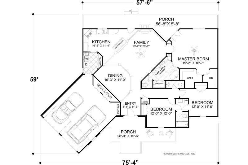 Dream House Plan - Floor Plan - Main Floor for Craftsman House Plan #56-717 - 3 bed, 3 bath