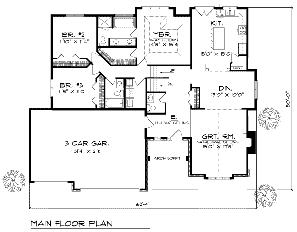Architectural House Design - Traditional Floor Plan - Main Floor Plan #70-231