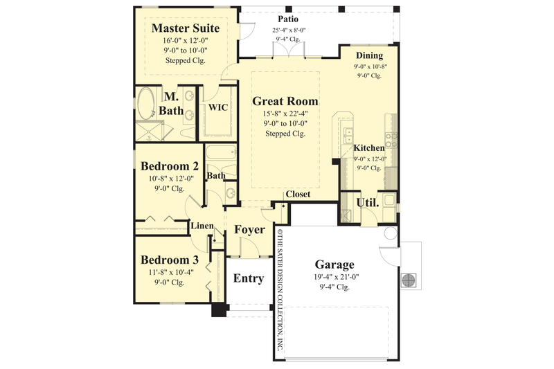 House Plan Design - Floor Plan - Main Floor for Ranch House Plan #930-484 - 3 bed, 2 bath