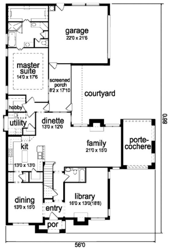 Dream House Plan - European Floor Plan - Main Floor Plan #84-406