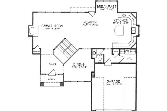 Floor Plan - Main Floor for European House Plan #6-216 - 4 bed, 2.5 bath
