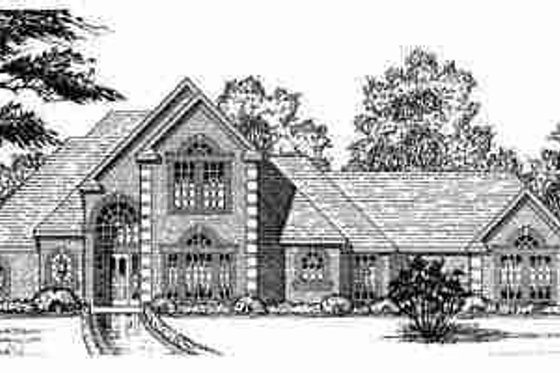Exterior - Front Elevation for European House Plan #40-232 - 4 bed, 3.5 bath
