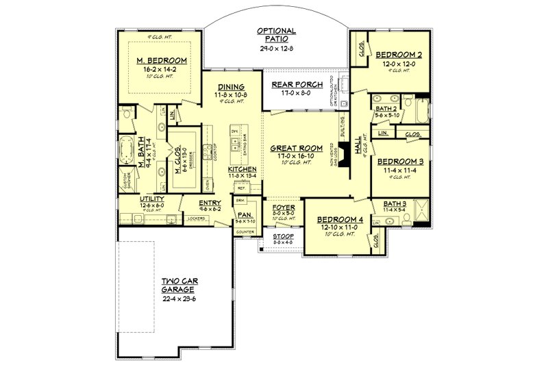 Home Plan - Floor Plan - Main Floor for Traditional House Plan #430-162 - 4 bed, 3 bath