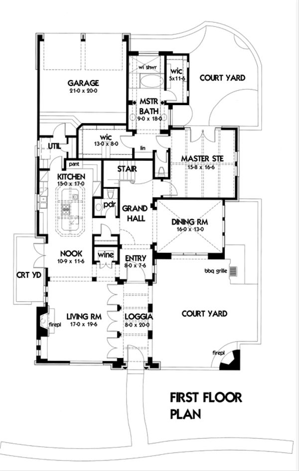 House Design - Mediterranean Floor Plan - Main Floor Plan #120-164