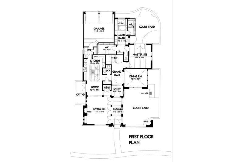 Home Plan - Floor Plan - Main Floor for Mediterranean House Plan #120-164 - 3 bed, 3.5 bath