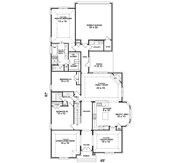 Floor Plan - Main Floor for Traditional House Plan #81-383 - 3 bed, 3 bath