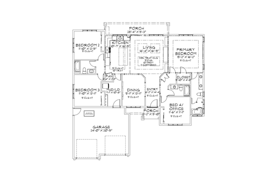 Floor Plan - Main Floor for Modern House Plan #1109-9 - 4 bed, 3 bath