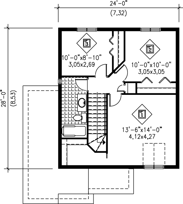 Traditional Floor Plan - Upper Floor Plan #25-217