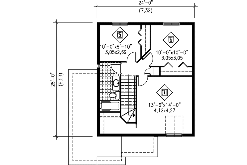 House Plan Design - Floor Plan - Upper Floor for Traditional House Plan #25-217 - 3 bed, 1.5 bath