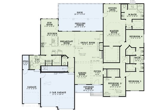Floor Plan - Main Floor for Traditional House Plan #17-2616 - 4 bed, 2.5 bath