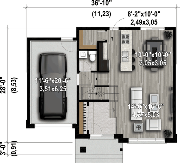 Contemporary Floor Plan - Main Floor Plan #25-4915