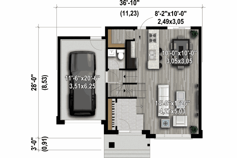 Dream House Plan - Floor Plan - Main Floor for Contemporary House Plan #25-4915 - 3 bed, 1.5 bath