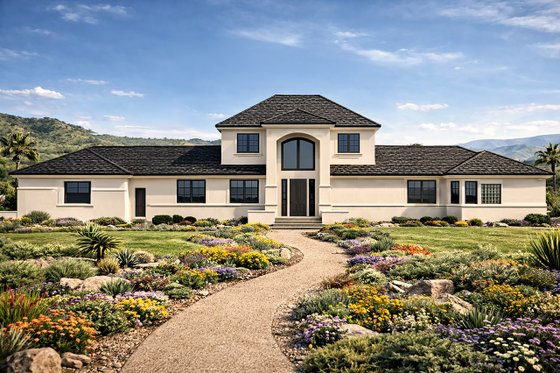Exterior - Front Elevation House Plan #124-322 - 4 bed, 4 bath