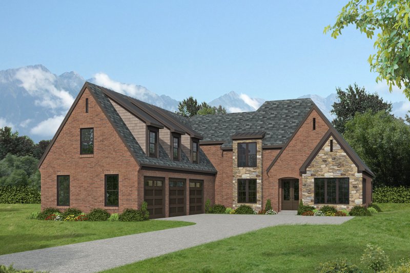 House Blueprint - Southern Exterior - Front Elevation Plan #932-1360