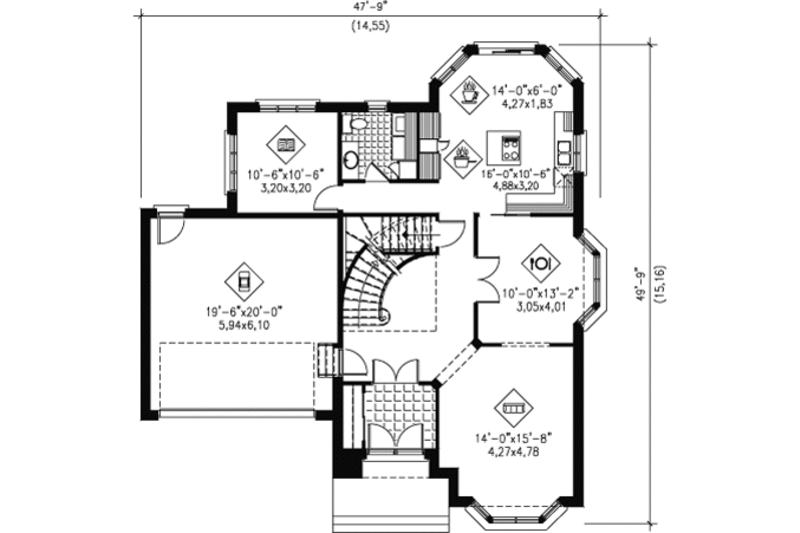 Dream House Plan - Floor Plan - Main Floor for European House Plan #25-4141 - 3 bed, 2.5 bath