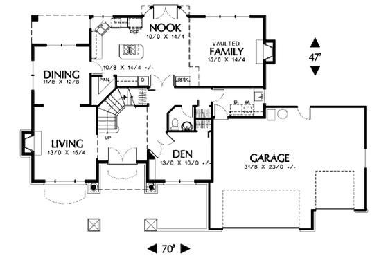 Floor Plan - Main Floor for Mediterranean House Plan #48-455 - 4 bed, 2.5 bath