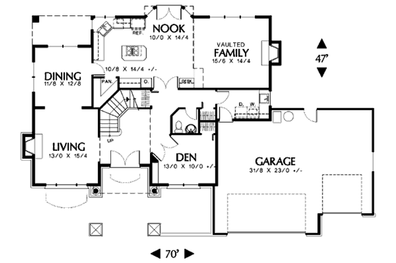 Dream House Plan - Floor Plan - Main Floor for Mediterranean House Plan #48-455 - 4 bed, 2.5 bath