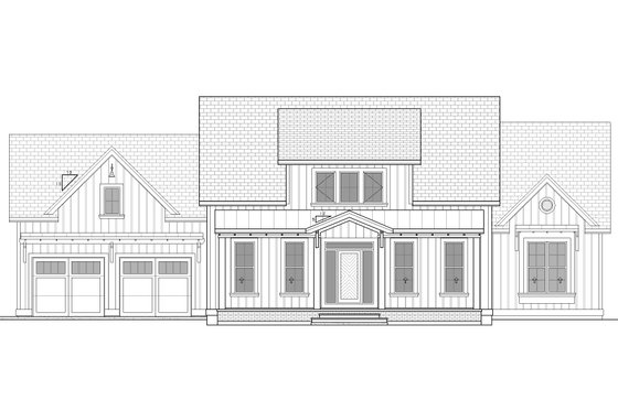 Exterior - Front Elevation 3 for Farmhouse House Plan #1086-9 - 4 bed, 2.5 bath