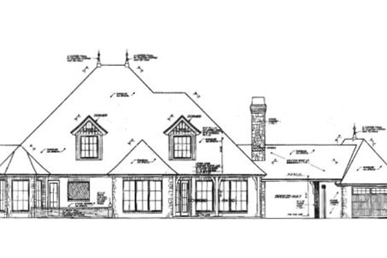 Exterior - Rear Elevation for European House Plan #310-328 - 4 bed, 3.5 bath