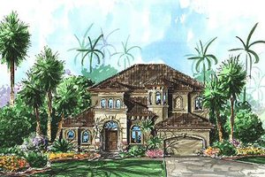 Mediterranean Exterior - Front Elevation Plan #27-291