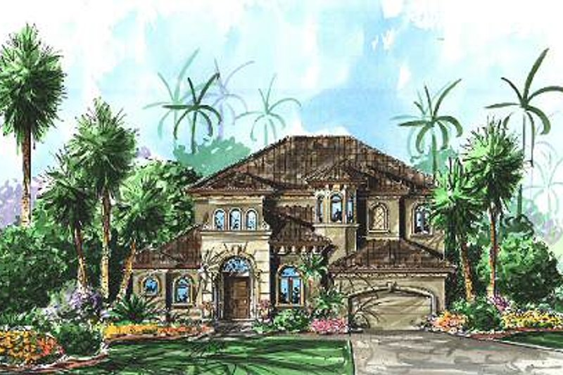 Mediterranean Style House Plan - 3 Beds 4 Baths 3038 Sq/Ft Plan #27-291