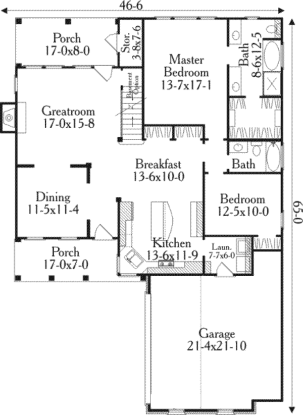 Southern Floor Plan - Main Floor Plan #406-277
