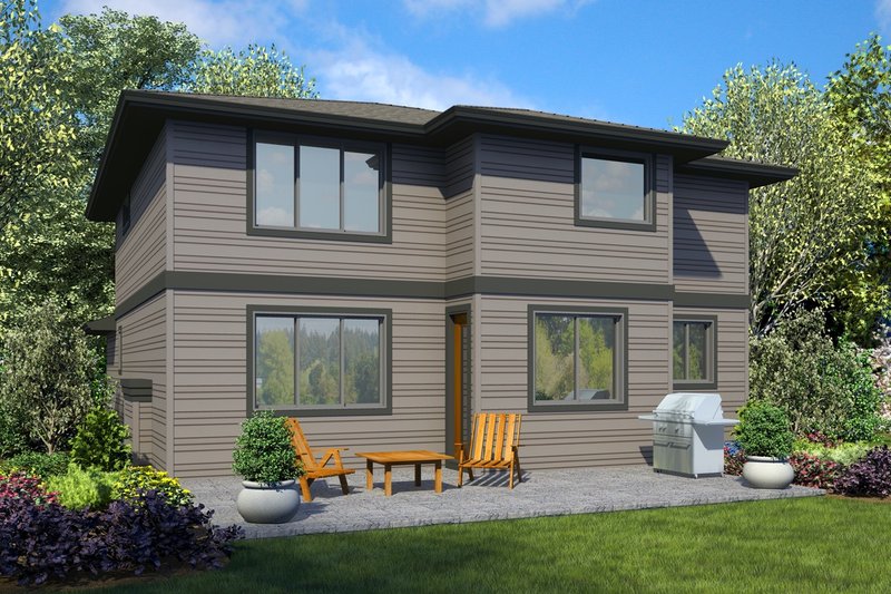 House Blueprint - Exterior - Rear Elevation for Contemporary House Plan #48-990 - 4 bed, 2.5 bath