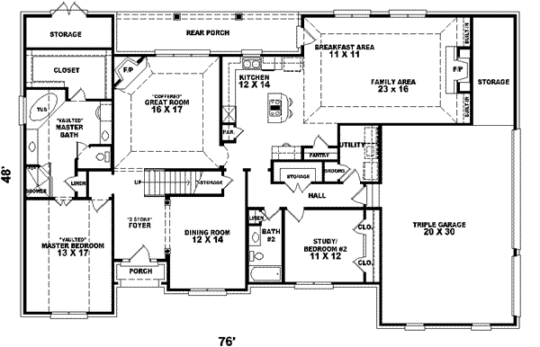 Floor Plan - Main Floor for European House Plan #81-586 - 4 bed, 3.5 bath