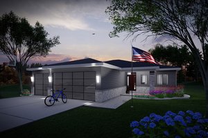 Prairie Exterior - Front Elevation Plan #70-1547