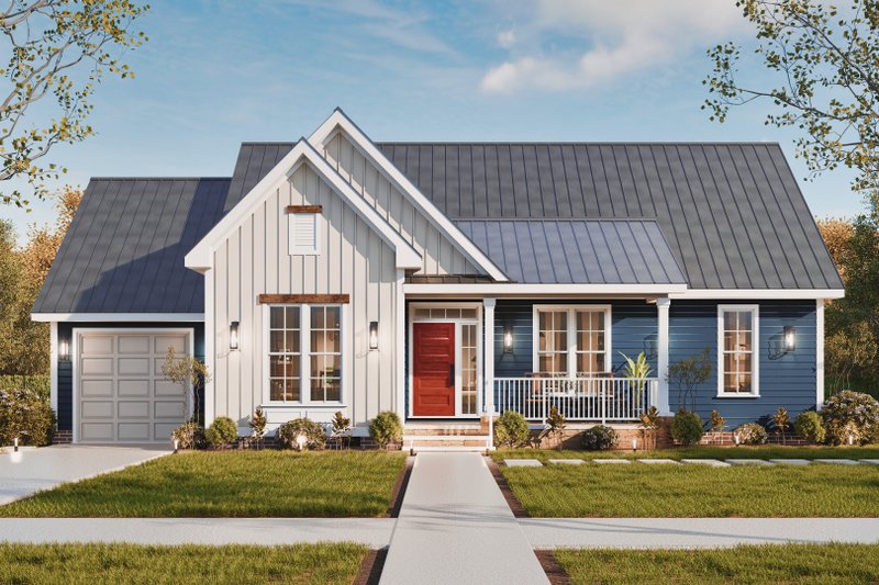 House Blueprint - Exterior - Front Elevation 2 for Bungalow House Plan #54-686 - 2 bed, 3 bath