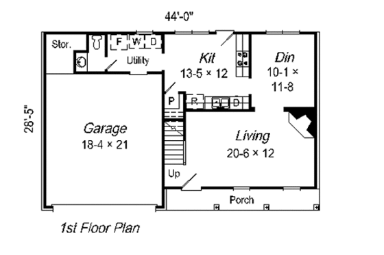 Floor Plan - Main Floor for Traditional House Plan #329-208 - 3 bed, 2.5 bath