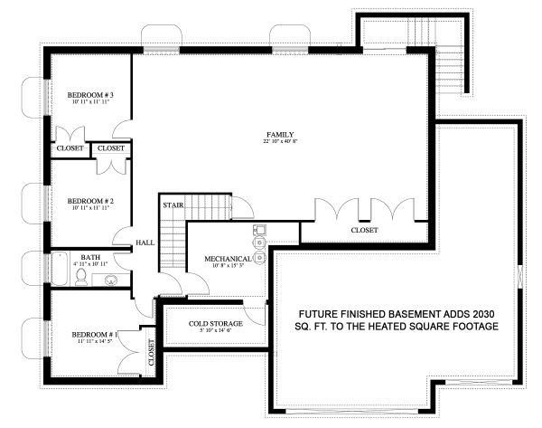 Home Plan - Traditional Floor Plan - Lower Floor Plan #1060-45