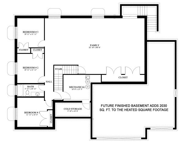 House Blueprint - Traditional Floor Plan - Lower Floor Plan #1060-45