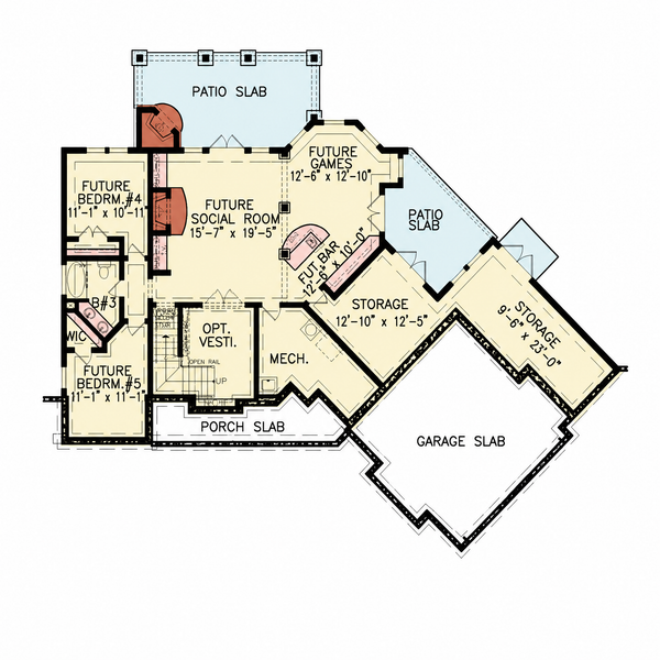 Home Plan - Floor Plan - Lower Floor for Craftsman House Plan #54-707 - 3 bed, 2 bath