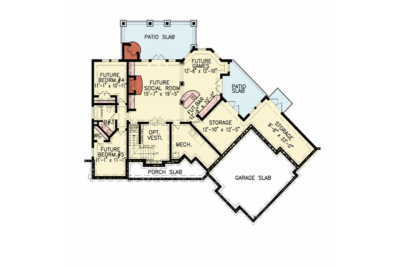 Home Plan - Floor Plan - Lower Floor for Craftsman House Plan #54-707 - 3 bed, 2 bath