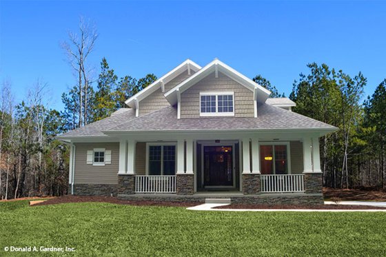 Exterior - Front Elevation 3 for Bungalow House Plan #929-38 - 3 bed, 2.5 bath