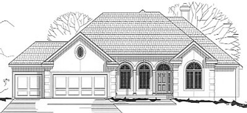 Exterior - Front Elevation 2 for Mediterranean House Plan #67-357 - 3 bed, 2.5 bath