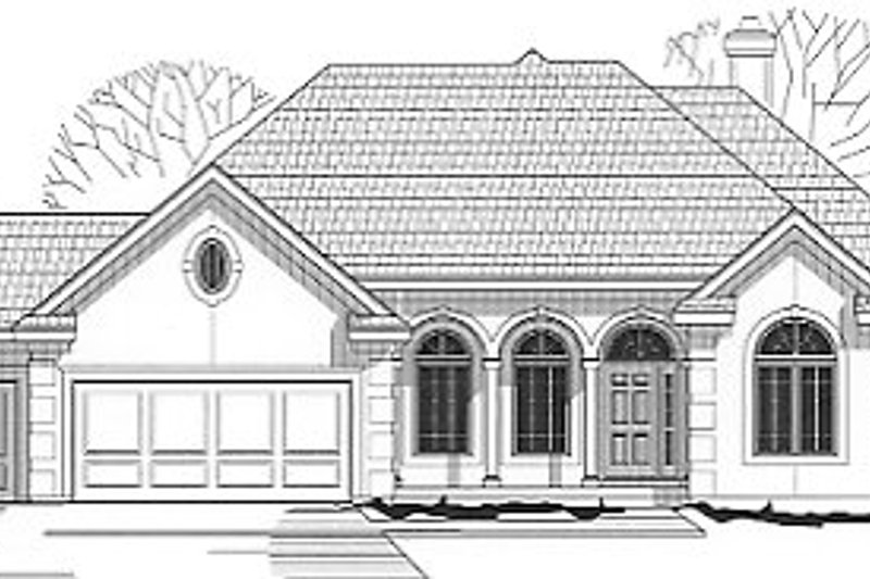 Exterior - Front Elevation 2 for Mediterranean House Plan #67-357 - 3 bed, 2.5 bath