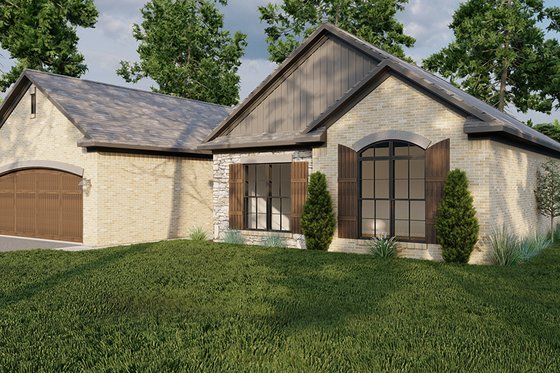 Exterior - Front Elevation 3 for European House Plan #923-48 - 3 bed, 2 bath