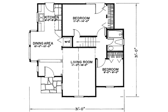 Floor Plan - Main Floor for Tudor House Plan #43-103 - 3 bed, 1 bath