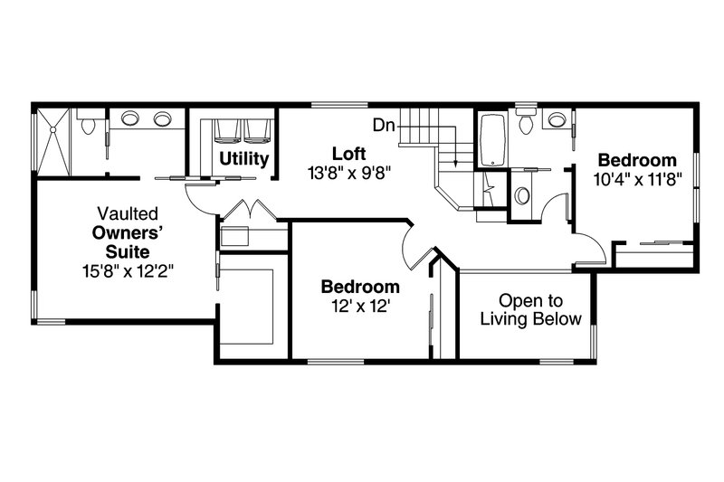 House Blueprint - Floor Plan - Upper Floor House Plan #124-1004 - 3 bed, 3 bath