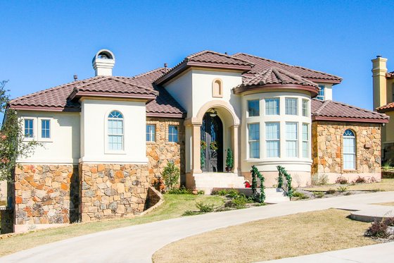 Exterior - Front Elevation 3 for Mediterranean House Plan #80-207 - 4 bed, 4 bath