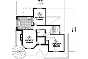 Floor Plan - Upper Floor for Victorian House Plan #25-4759 - 3 bed, 1 bath