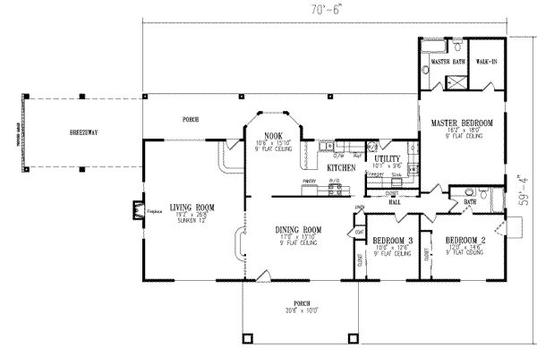 Ranch Floor Plan - Main Floor Plan #1-535